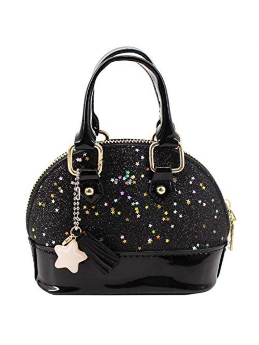Girls Sequin Patent Leather Mini Dome Satchel Purse Top Handle Crossbody Bag